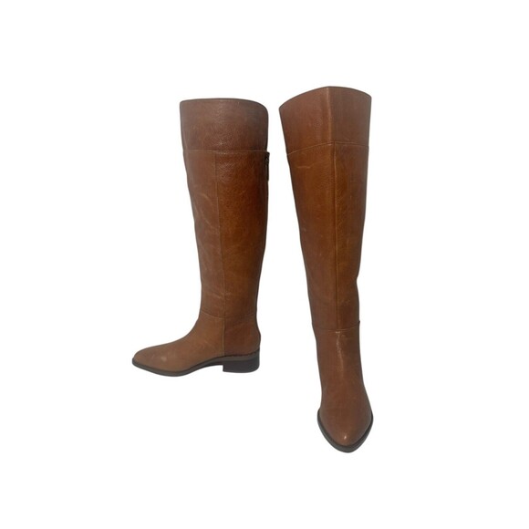 Franco Sarto Womens Daya Knee High Leather Riding Boots Zip Brown 6M Wide Calf - Picture 1 of 16